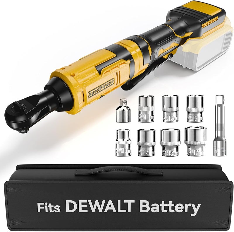 apex power 1/2 Inch Cordless Ratchet Wrench, for DEWALT 20V Max Battery, 88Ft-Lbs, 0-400RPM, Electric Ratchet Wrench Set with Variable Speed Trigger, Reinforced Head, R&F Switch, 7 Sockets, 1/2" to 3/8" Adapter - Image 1